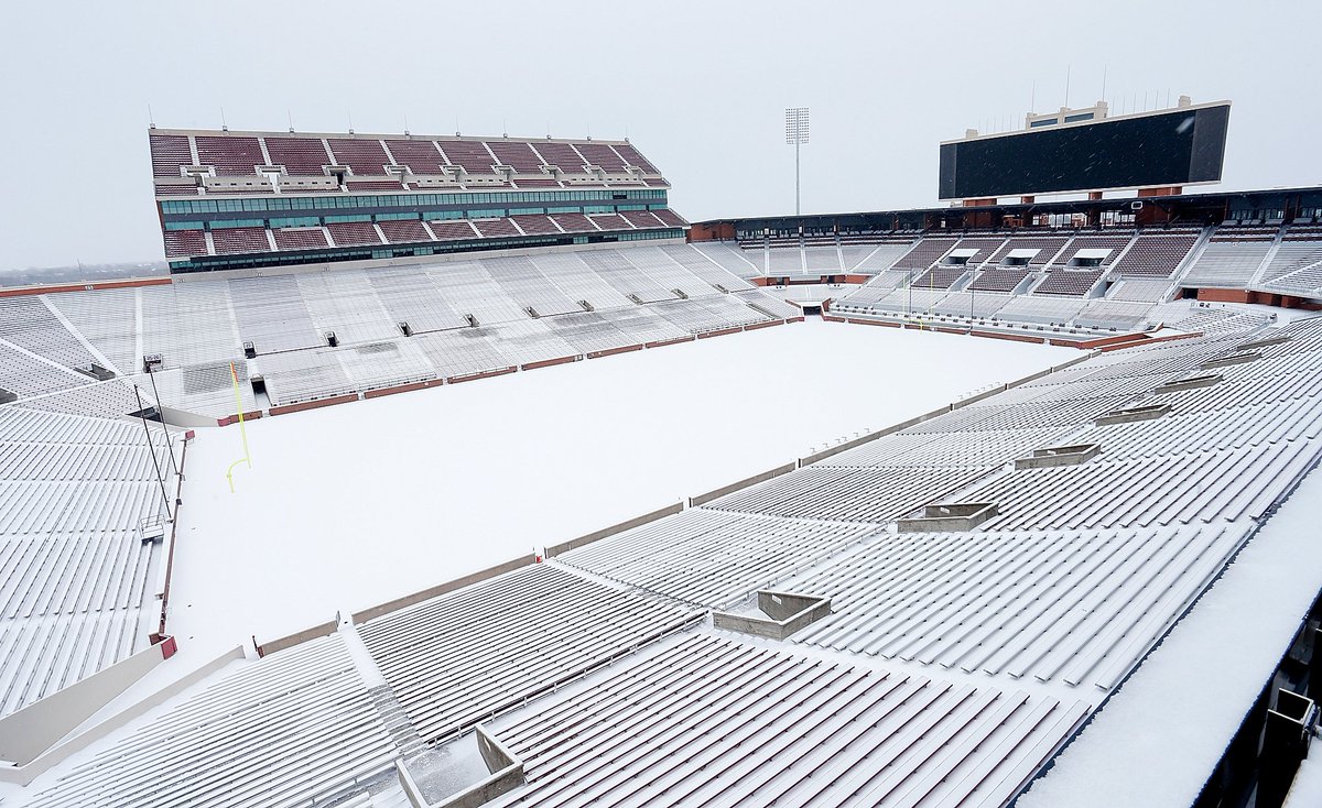OU_Football's tweet photo. Owen Field covered in sugar... or something like that. https://t.co/yHJ1TEeZ3L