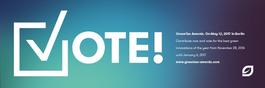 Today is the last day to vote: we are among the TOP 10 projects of the GreenTec Awards 2017, the world’s biggest environmental award.