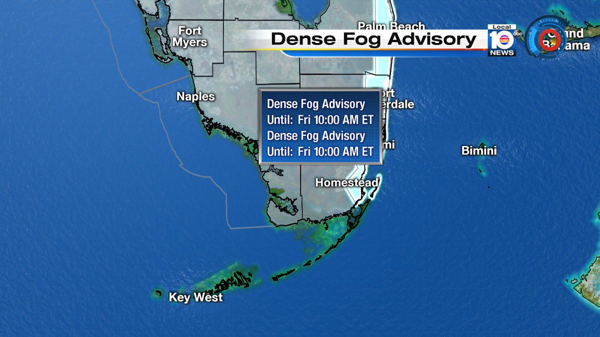 Good Morning SFLO the NWS has extended the Dense Fog Advisory due to Southern Miami Dade low visibility https://t.co/rA06vr17rU