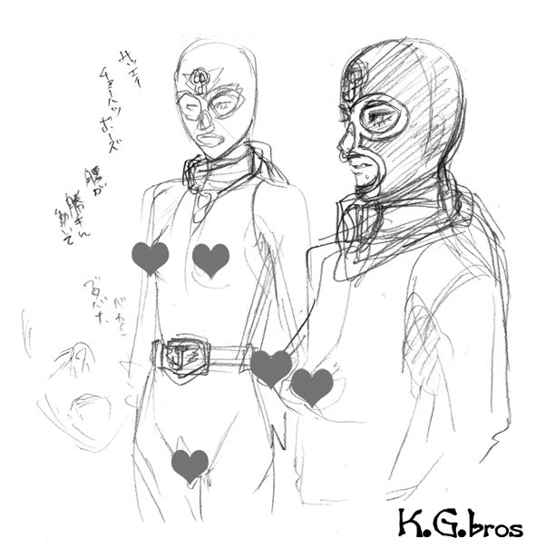 ◎新刊の為のキャラスケッチ
18号さんがコスプレする、戦闘員のデザイン。
初期案にはマフラーが有り、また頭部・ベルトのデザインも複雑でした。
それにデストロイヤー風に鼻と口を分けてました。
ゴッチャッとするかと思い、一体化しましたが。
こういうコスプレってラバフェチっぽくて好き。 