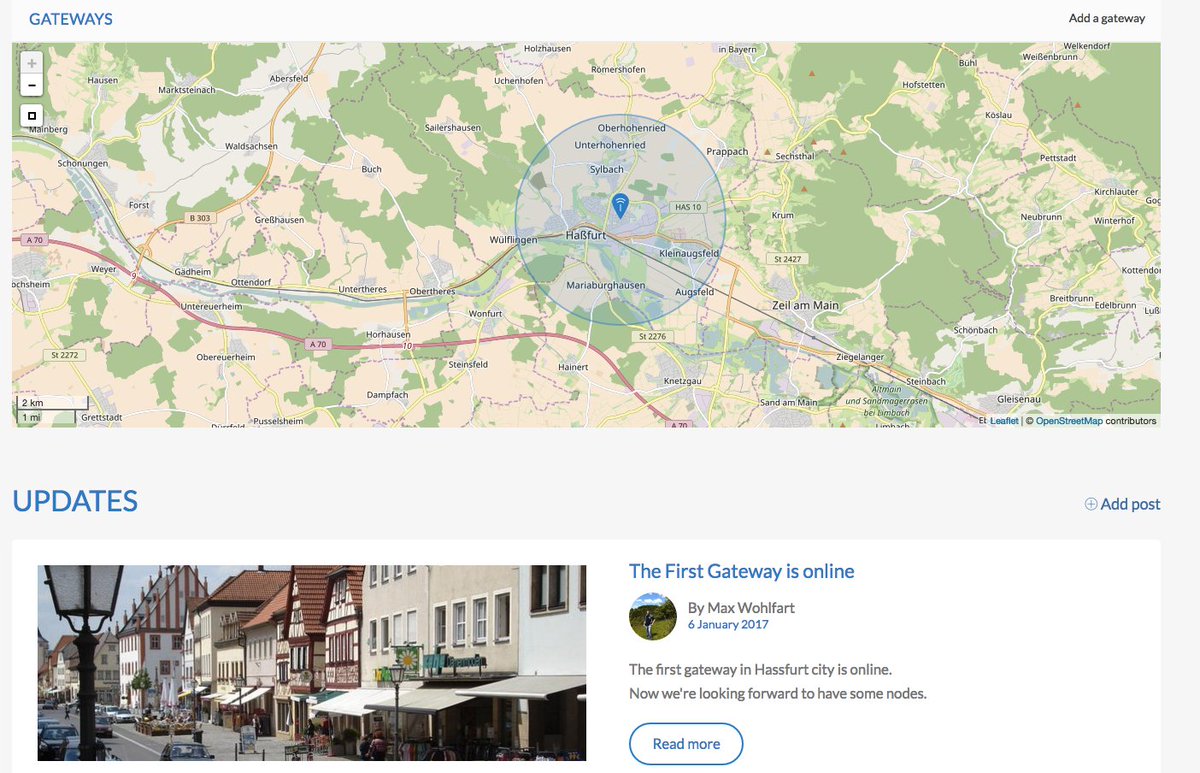 thethingsntwrk's tweet photo. Woot woot! The first gateway is online now in Haßfurt https://t.co/cnlBqh2iPP Interested in joining the community? Feel free to contact them https://t.co/7uiO7JSGka