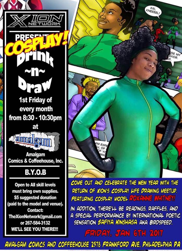 AmalgamPhilly's tweet photo. Our first ever #drinkanddraw event, in partnership w/ #XionNetwork ! #FirstFriday #BYOB #cosplay #cosplaymodel #art #comics #draw #artists https://t.co/BiO6zHavkU