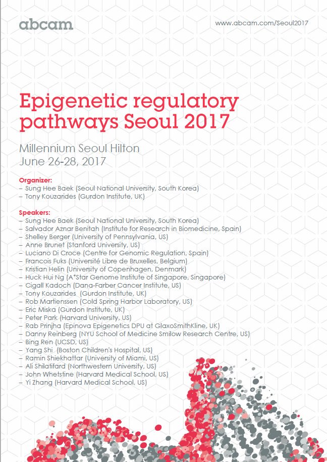 abcam's tweet image. Join Sung Hee Baek &amp;amp; Tony Kouzarides @GurdonInstitute for a conference in Seoul, June 26-28. #seoulsci bit.ly/2fOV1lu