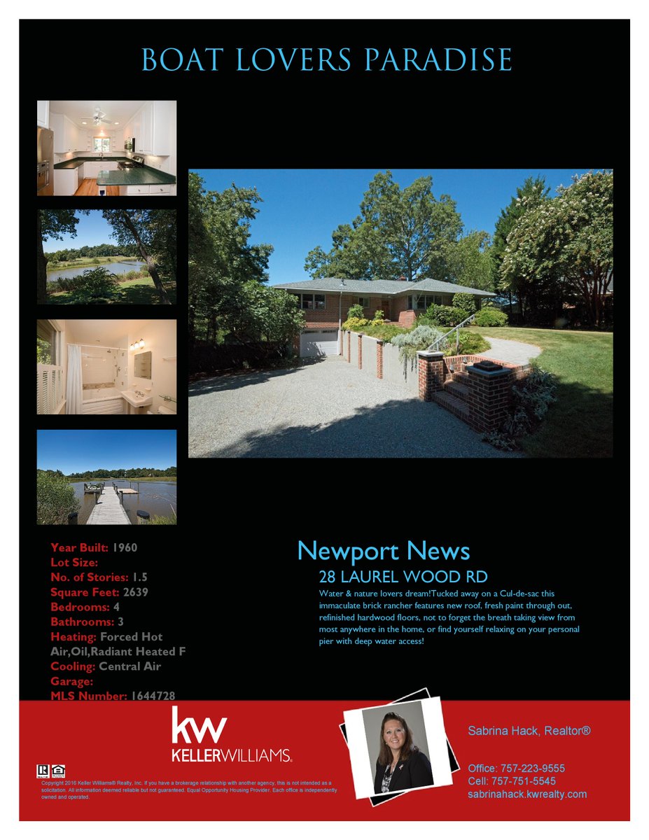 HackRealtor's tweet image. Home for sale in Newport News with your own pier. Give me a call today to schedule a showing. 757-751-5545 #NewportNews #forsaleinvirginia