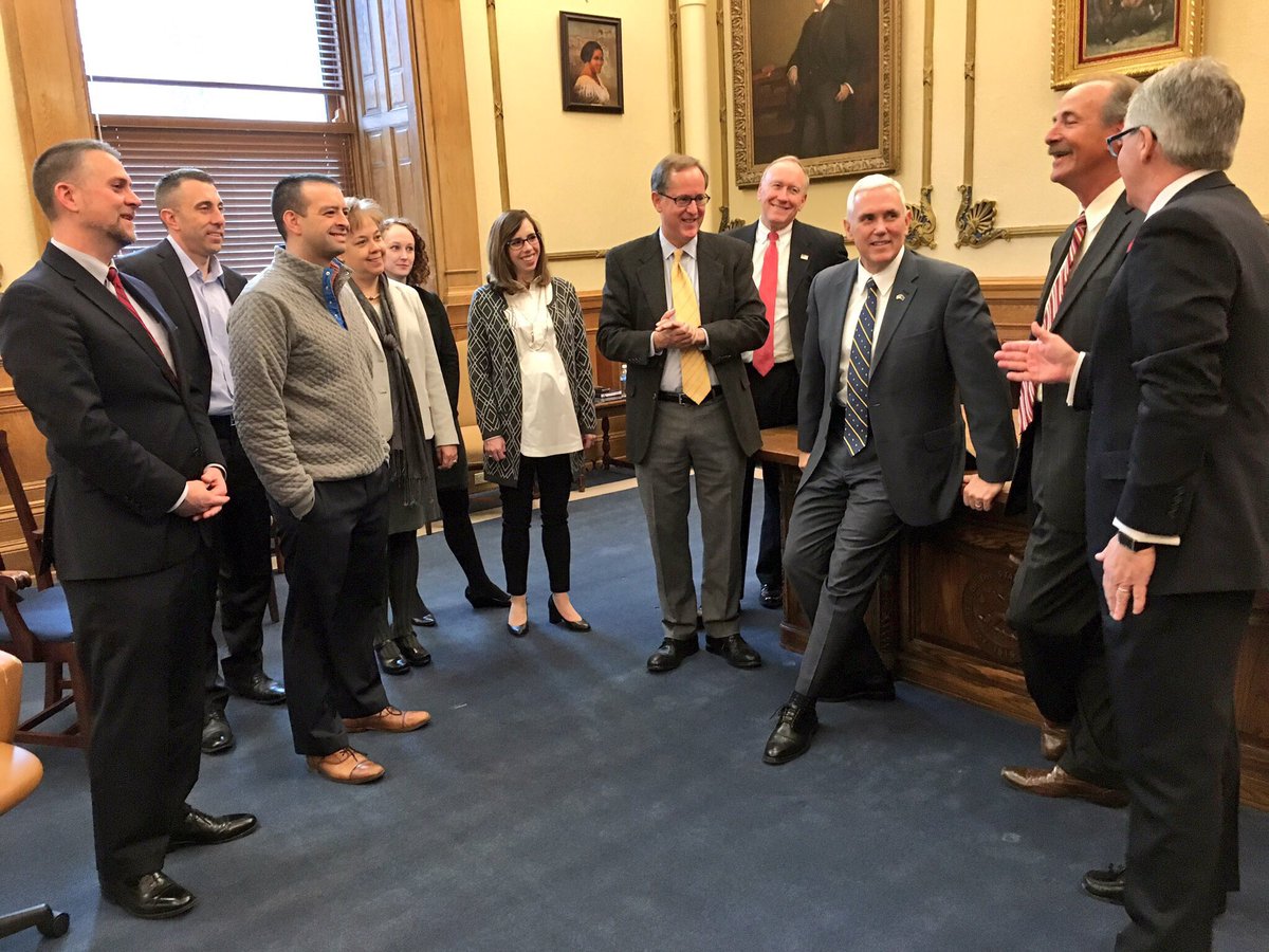 GovPenceIN's tweet image. Came by the office on my last business day to thank our great staff in the Governor's Office