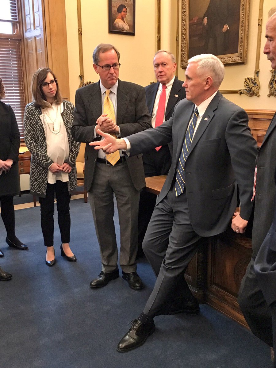 GovPenceIN's tweet image. Came by the office on my last business day to thank our great staff in the Governor's Office