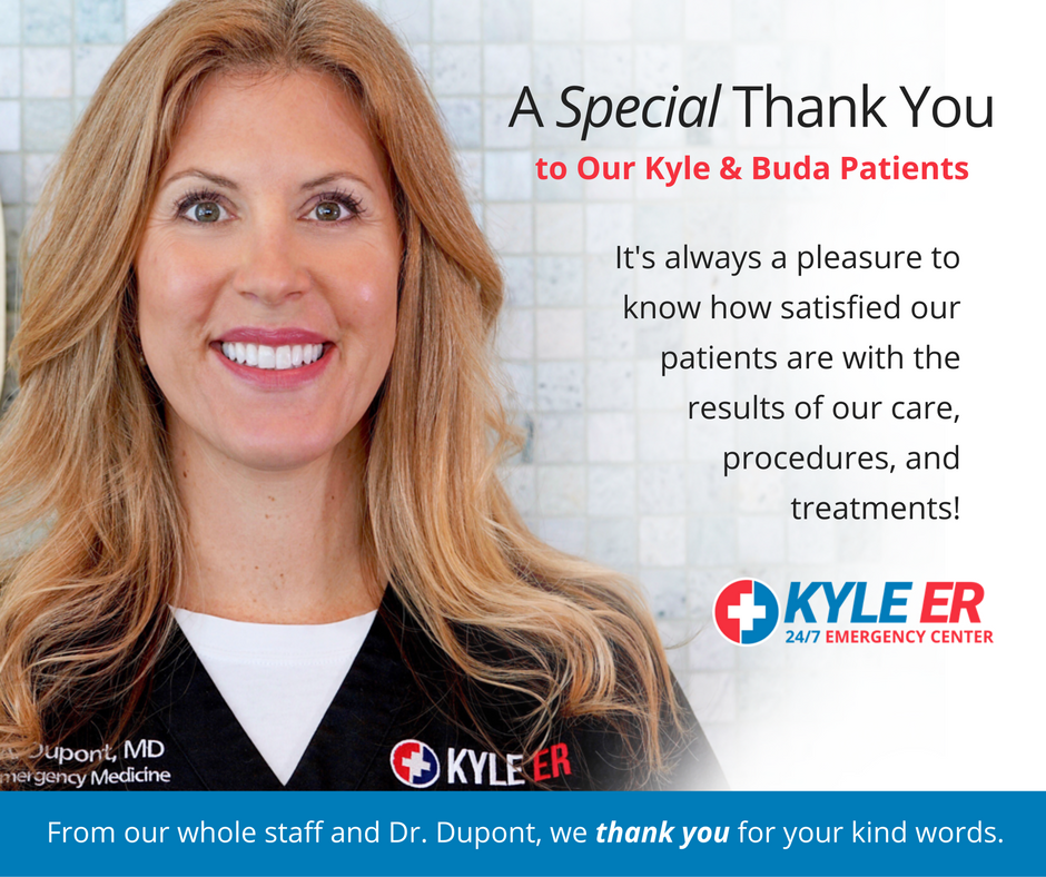 KyleERHospital's tweet photo. With over 515 reviews on the web, it's clear that the focus at #KyleER is patient satisfaction.

https://t.co/LMfGBJMrf0
Thank you everyone! https://t.co/9hOx5O4NoS