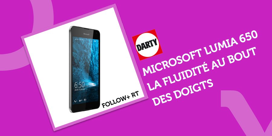 Darty_Officiel's tweet photo. Un joli 🎁 pour bien terminer la semaine 😍 Follow + RT pour tenter de gagner le Microsoft Lumia 650 🎉 https://t.co/o3n8VLSB1s