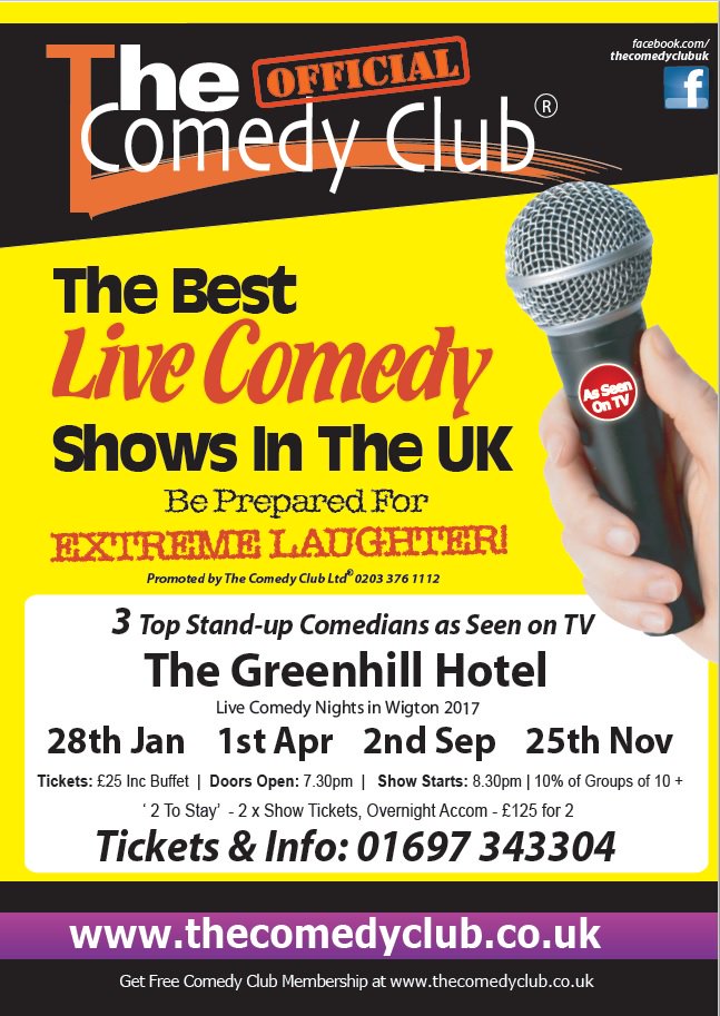 Comedy Club, coming to The Greenhill Hotel this January!