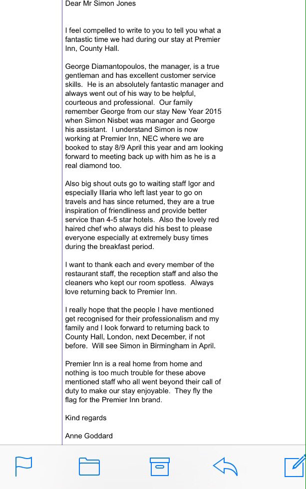 What a beautiful comment for our team @PICountyhall <a href="/georgede3/">GeorgeDiamantopoulos</a> <a href="/IndreMast/">Indre Mastauskaite</a> <a href="/Tatjana86S/">tatjana</a> <a href="/SDEBDD/">simon ewins</a> <a href="/placemadebyyou/">A Place Made By You</a> <a href="/londonCSPI/">LondonCentralSouthPI</a> <a href="/premierinn/">Premier Inn</a>