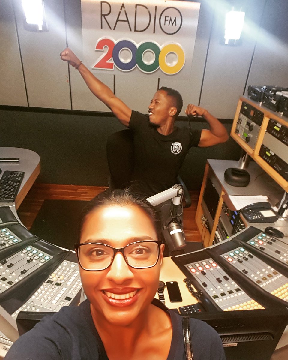 KassNaidoo's tweet photo. My first #GameOn show of 2017 with my fave @andilencube 🙆🙆🙆 Great to be back in studio @Radio2000ZA for a few days 👊 #TalkFriday https://t.co/eQosYTFndo