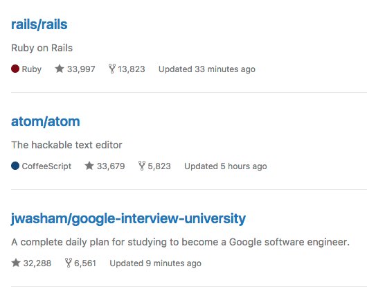 Sneaking up on Ruby on Rails.
github.com/search?p=3&q=s…