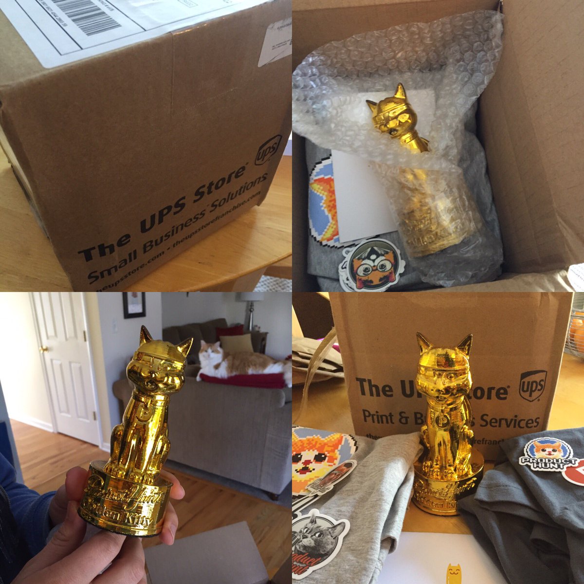 Still can't believe I won but now that I've got my Golden Kitty I really must have been <a href="/ProductHunt/">Product Hunt 😸</a> 2016 Maker of the year. Thank you! 😻👊🙌👏