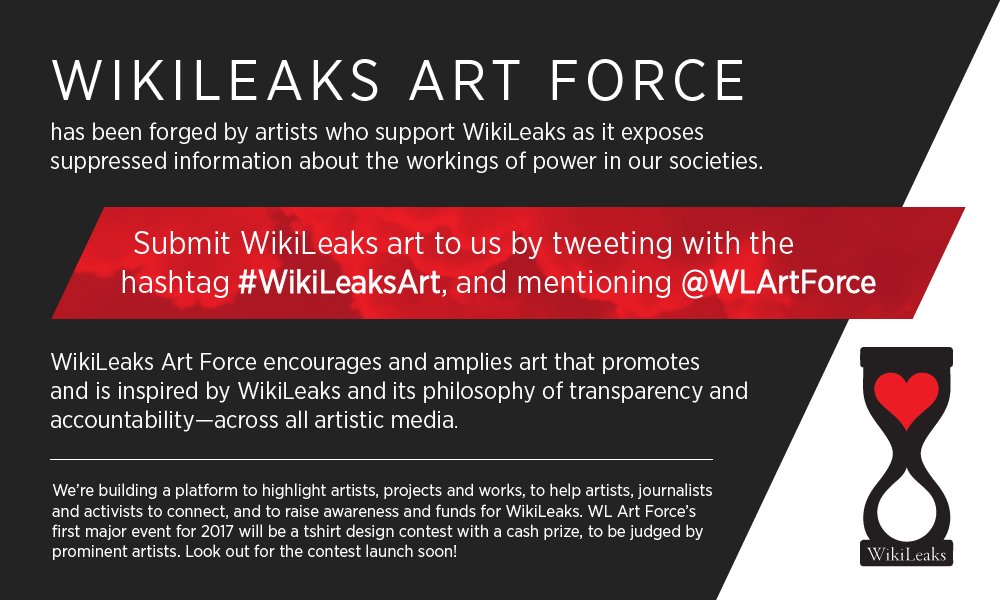 We are the @WikiLeaks Art Force—artists supporting and inspired by WikiLeaks. Join us! Find out more: tl.gd/n_1spgpfn #WikiLeaksArt