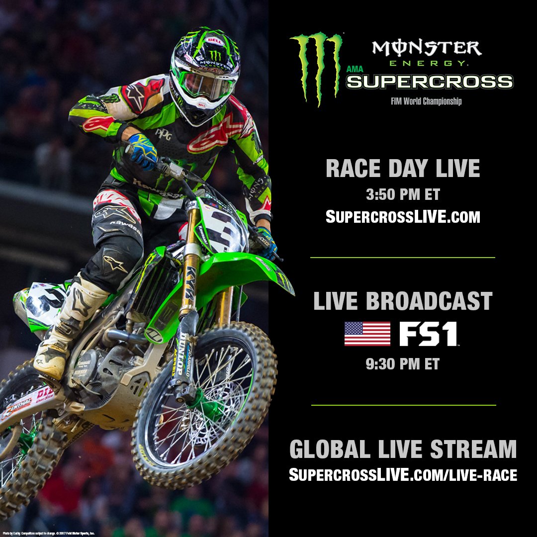 SupercrossLIVE's tweet photo. Here's how to watch tomorrow's @MonsterEnergy Supercross season opener. #SXonFOX https://t.co/BFM3qE3V81
