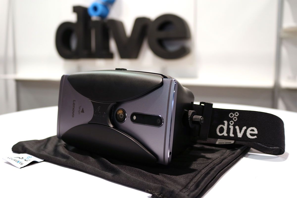 Check out our new Durovis Dive 6 prototype - the first mobile VR device that is compatible with the Lenovo PHAB 2 Pro. #durovis #CES2017 #AR