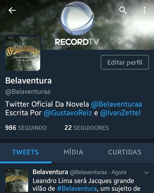 NovelaATerraPro's tweet photo. Twitter Oficial de @Belaventuraa https://t.co/I3iDaiWJzM