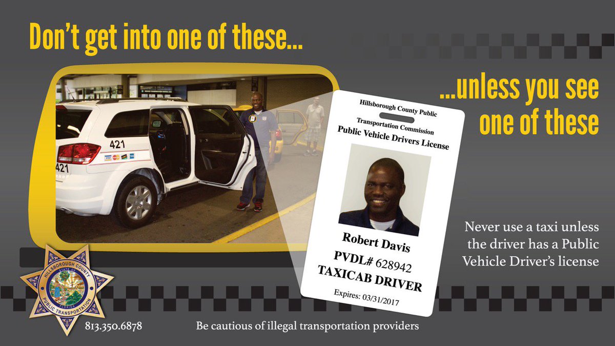 Stay safe when hailing a cab and check for a private vehicle driver’s license (PVDL).