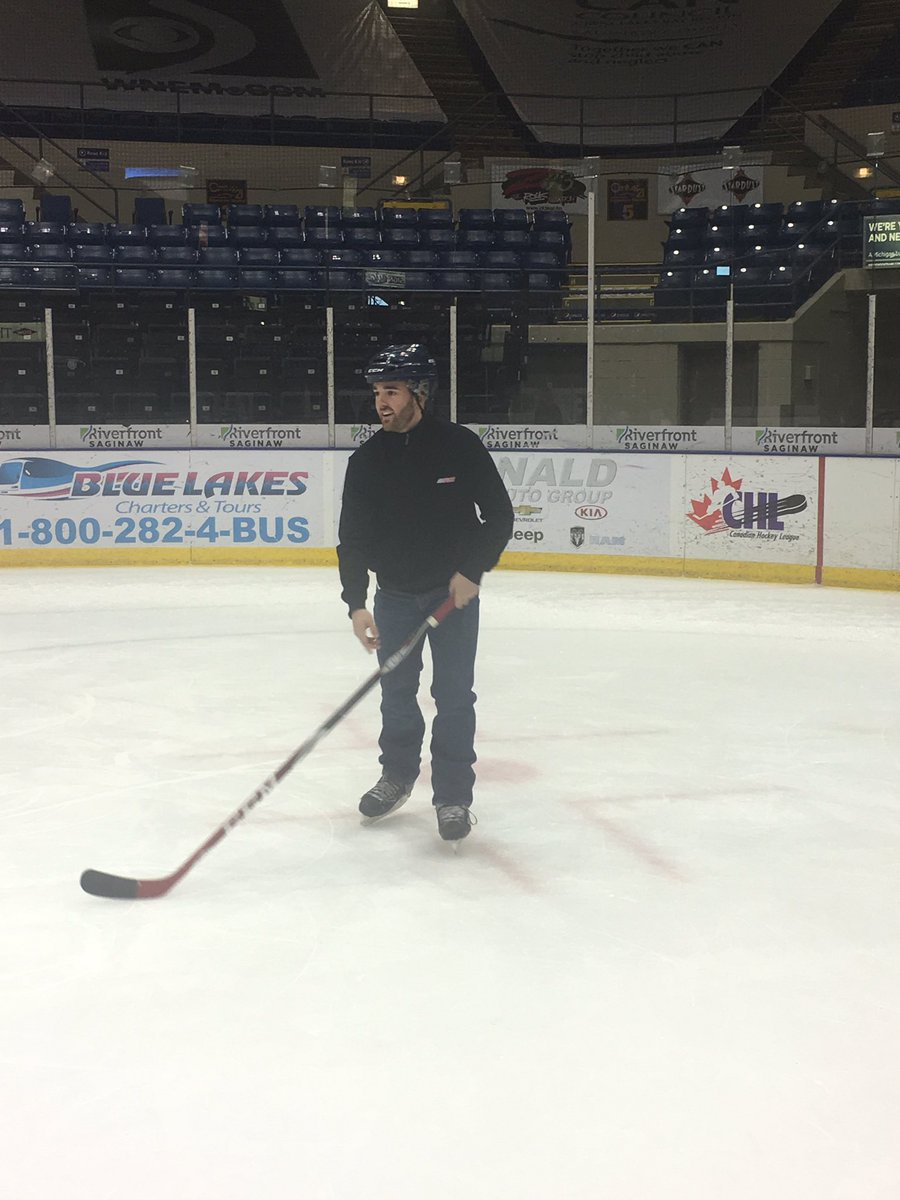 RCRracing's tweet photo. He's a natural! Spending some time on the ice prior to the @SpiritHockey game with our friends from @DowRacing! https://t.co/zhFpmJ0RhE