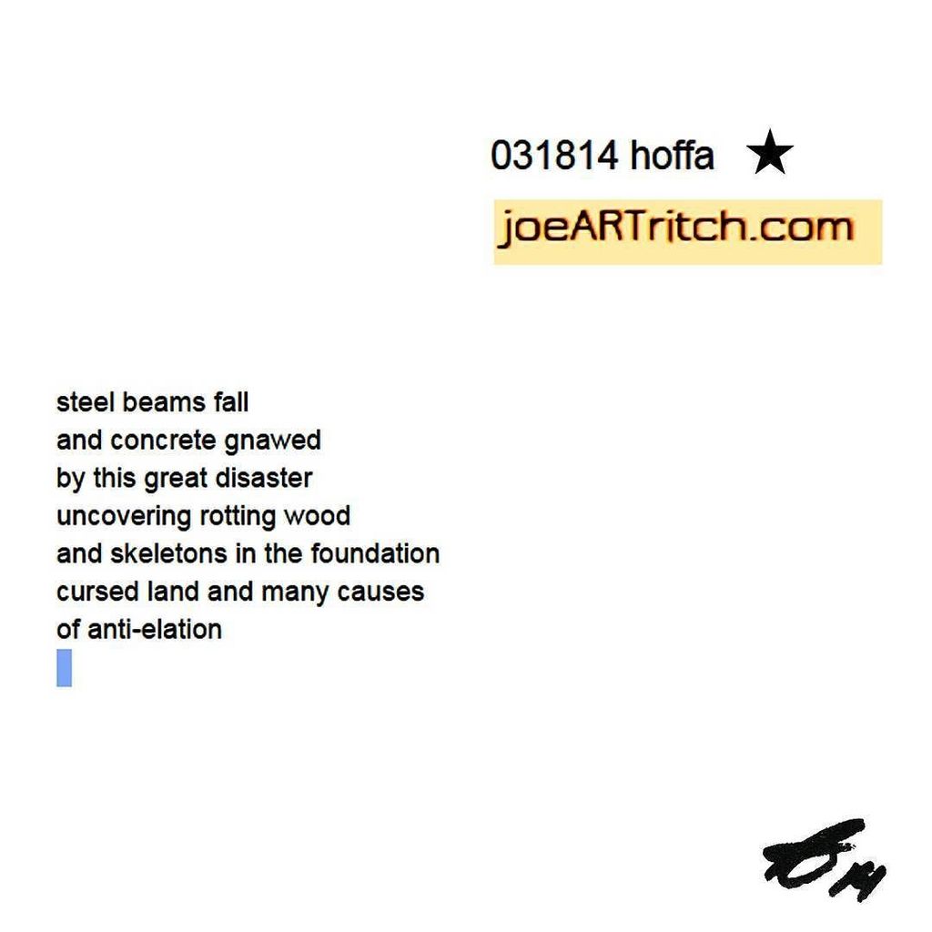 spectRELM's tweet photo. 03-18-14 hoffa
Did they ever find that guy? ๐ LINK in BIO to SUPPORT!
#joeARTritch #poetโฆ https://t.co/YnlHbu20h0 https://t.co/RdUL7f66iu