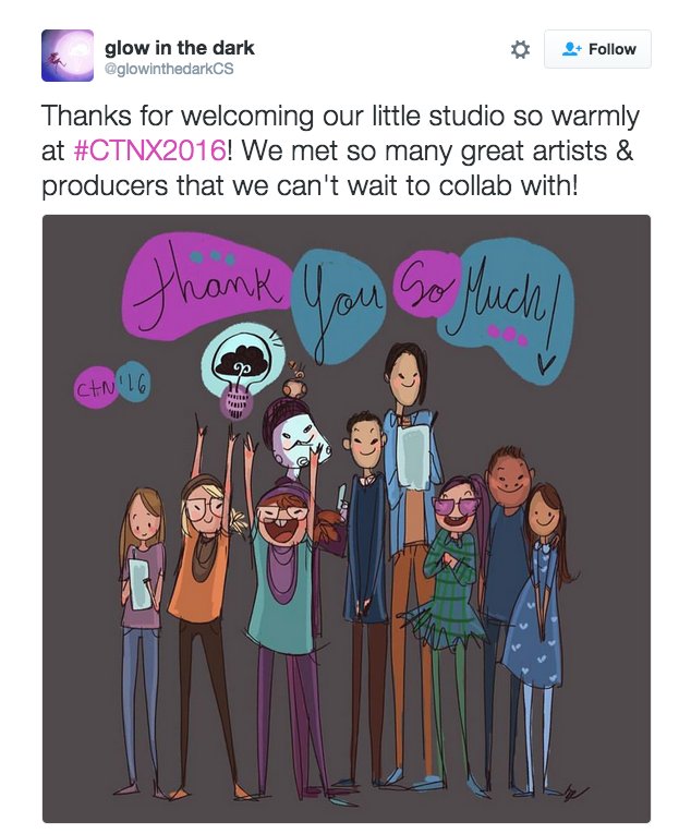 creativetalent's tweet photo. We were so glad to include @glowinthedarkCS this year! The #CTNfamily is excited to see what you have in store for us at #CTNX2017 https://t.co/lx0MQBk54M