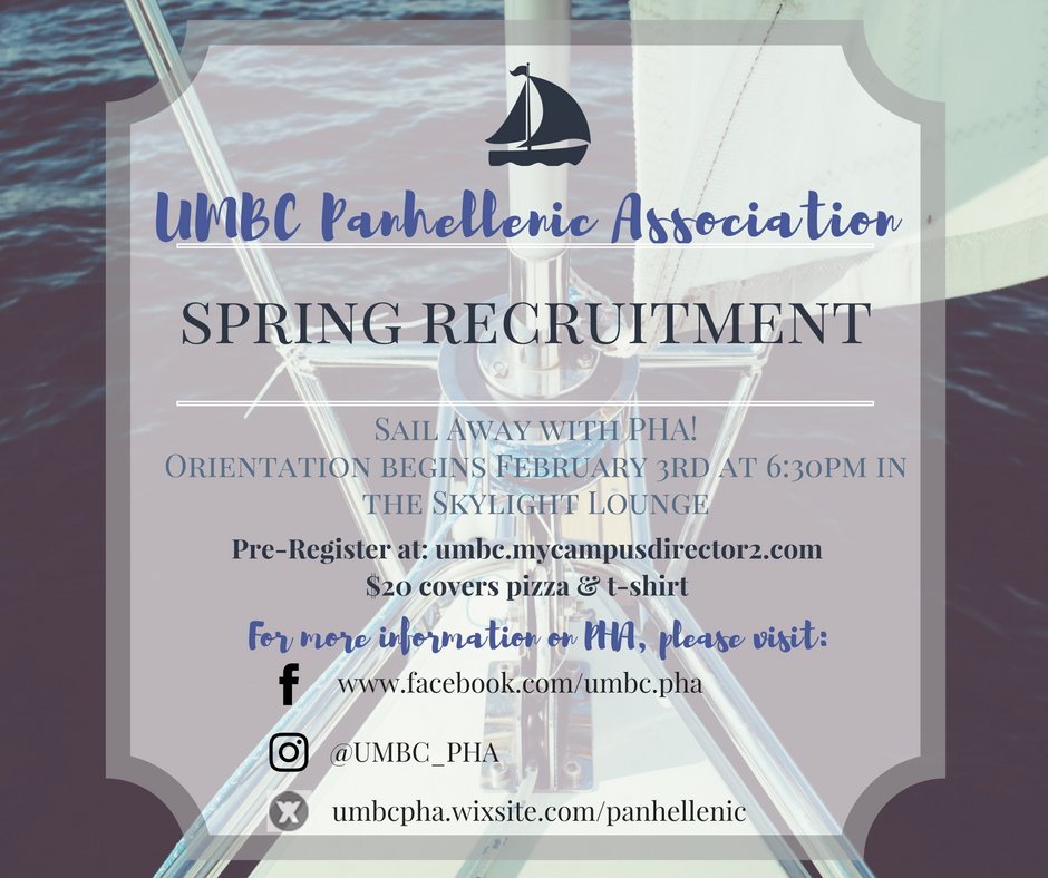 UMBCpha's tweet image. Meet the five lovely chapters of UMBC's PHA &amp;amp; register for Spring Recruitment TODAY: umbc.mycampusdirector2.com