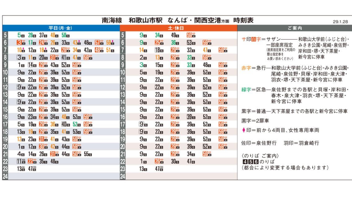 あすか V Twitter 南海電鉄 1月28日から変更後の駅時刻表 和歌山市駅 加太線 加太方面 和歌山港線 和歌山港方面 T Co Vuquuf6n なんば駅 南海本線 和歌山市 関西空港方面 T Co Fozmnkjxsk T Co Wpgw1musin