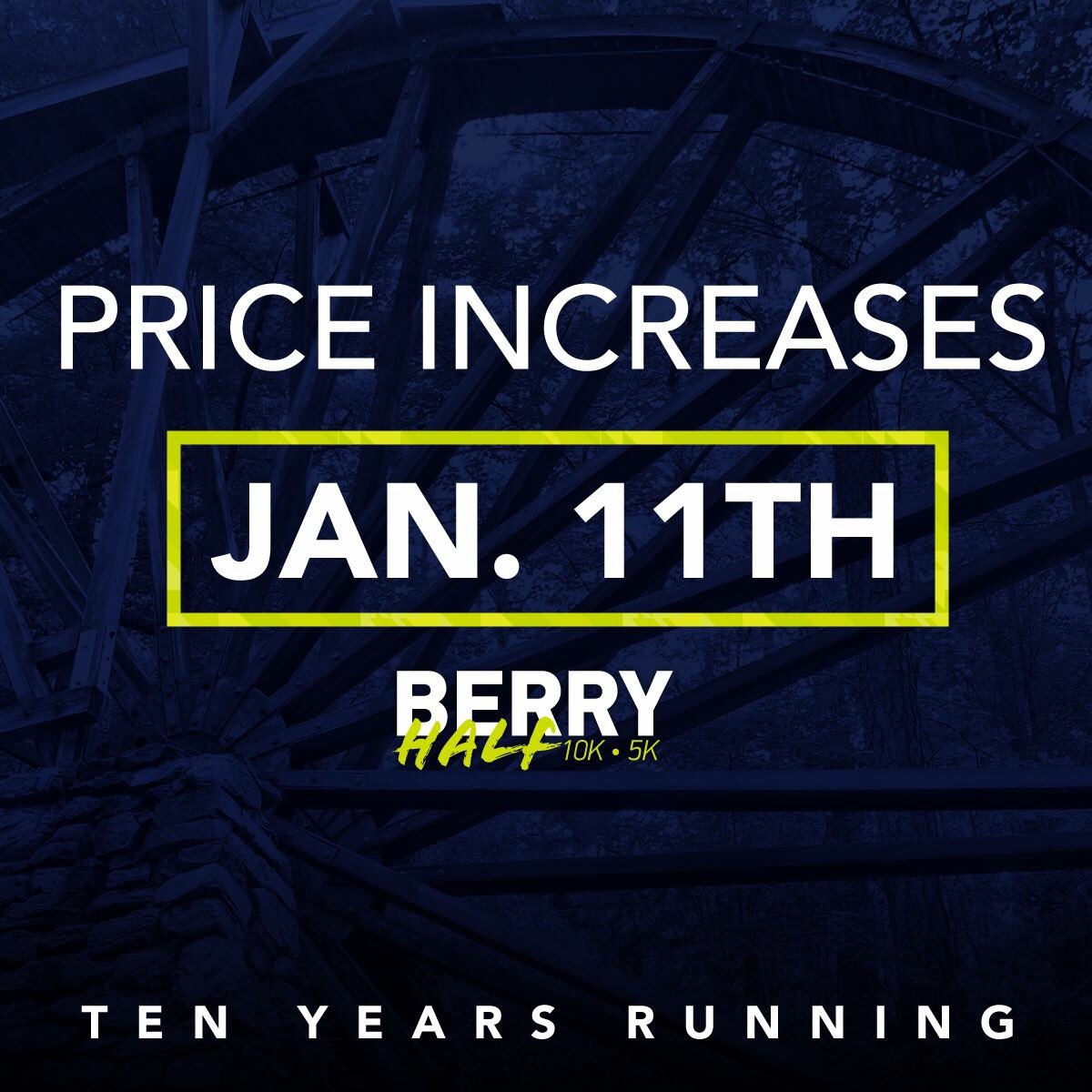 BerryHalf's tweet photo. The price increases for the 2017 Berry Half on January 11th! 
Register today at: https://t.co/sk18DipY9R https://t.co/HBrhu8wREQ