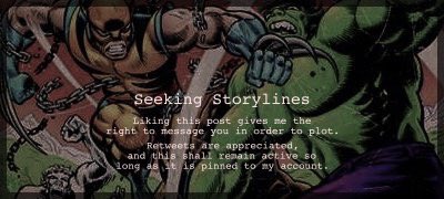 ⠀⠀⠀⠀ ⠀⠀❛ — Hulk smash! ❜

⠀⠀⠀— new bruce, looking for storylines within the mcu-verse. rts are appreciated.