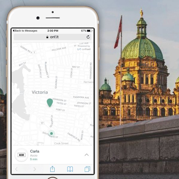 MyAccio's tweet image. Track your driver and watch your delivery arrive #YYJ #DriverTracking @onfleet