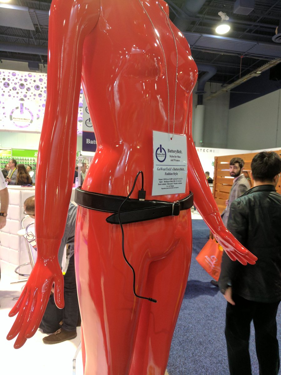 MeganCoxe's tweet photo. #3 Charging belt. #uselesstechbingo #CES2017 https://t.co/C7zpm32PBU