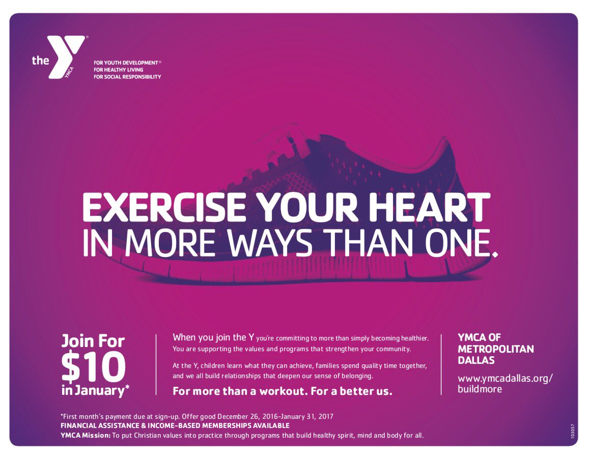 Irvingymca's tweet photo. Now is the time to join @Irvingymca! Join for just $10 and receive 3 quick start work out sessions! #buildmorethanmuscle #ymca https://t.co/0meVllpiu8