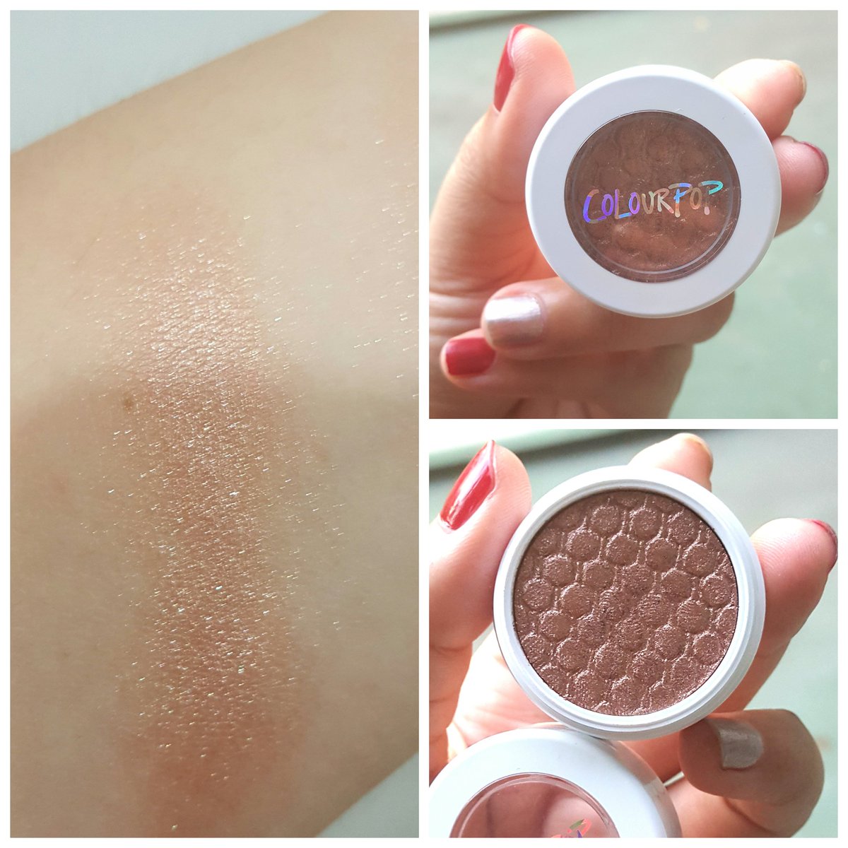zaty_z's tweet photo. @hexeshopp เอ้อ ว่าแล้วก็ลืมรีวิว อชด. colourpop สี lala ออกแนวสี rose gold อย่างที่เค้าว่า วิ๊งวับ จ๋วยย 😊😊 #hexereview https://t.co/EUFGQgNLul