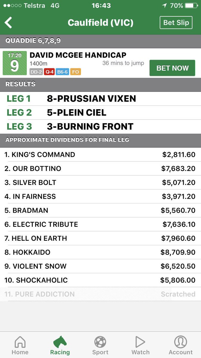 TheProfitsComAu's tweet image. Quaddie approx. $100 got you 29.76% we have 1,3,4,5,6,7,9 in the last #widenet