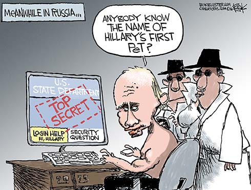 CarrollStandard's tweet photo. Meanwhile in Russia... #RussianHacking #HillaryPutin #кнопкасброса #Toonsday Chip Bok @bokbluster https://t.co/XkVXEJ772g