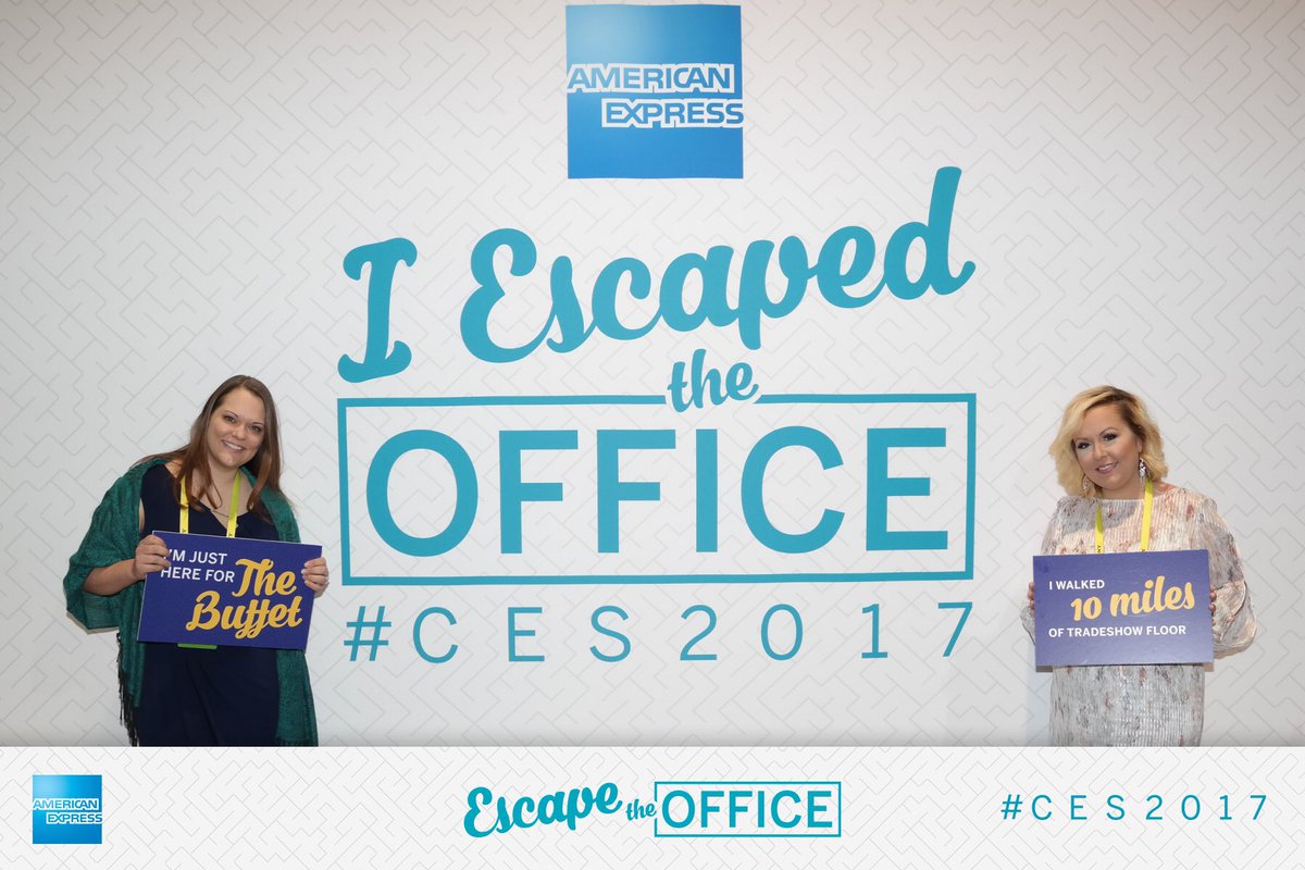 BriennaP's tweet photo. Okay. So CES is crazy and there's a lot going on. But the #amex #escaperoom booth was so fun &amp; original! #CES2017 https://t.co/8MS9OkY8kM