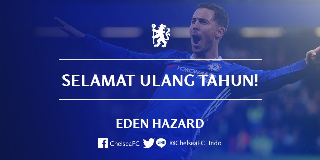 chelseafc_indo's tweet photo. Selamat ulang tahun yang ke-26 untuk @hazardeden10! #CFCIndo https://t.co/kaLu0X4nR8