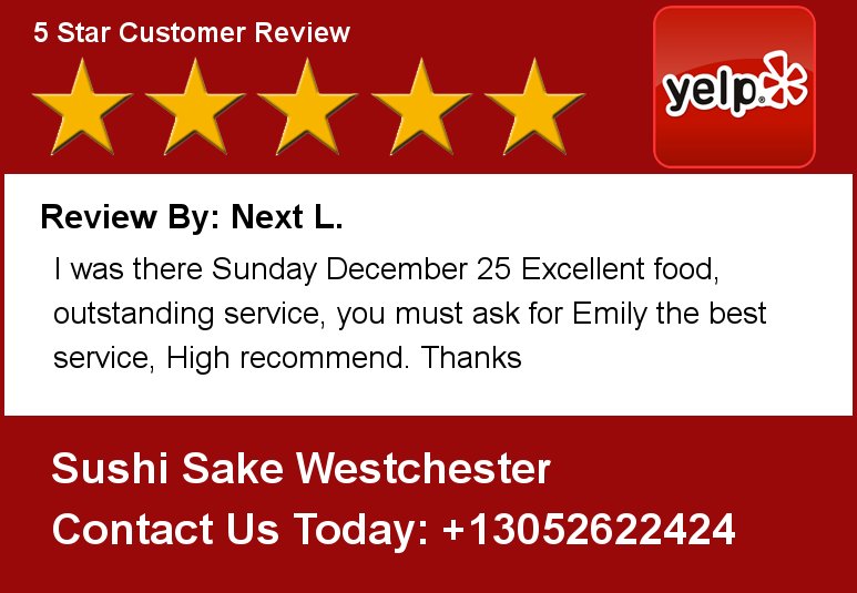 Review By: Next L. I was there Sunday December 25 Excellent food,  Sushi Sake Westchester
8679 Coral Way
Miami, FL.