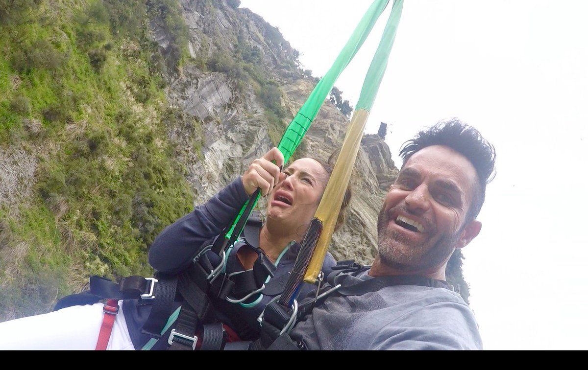 Candi clearly lovin’ our tandem on the worlds highest canyon swing😳😂