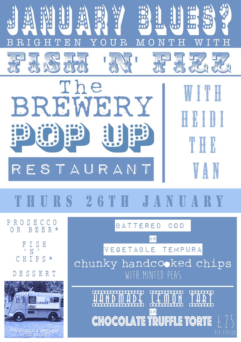 theBREWery22's tweet photo. The BREWery Pop up Restaurant is back! Fish 'n' Fizz night @theBREWery22 with #heidithevan! Call 01509 814201/ message us to book! https://t.co/dgIEZT6qQt