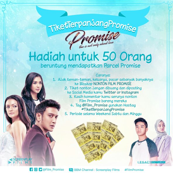 Hai Promise Lovers ikut kuis Tiket Terpanjang Promise yuk. Entar dapat Parcel menarik dari Promise. 

Ayo ajak semua tmn,keluarga,pacar!