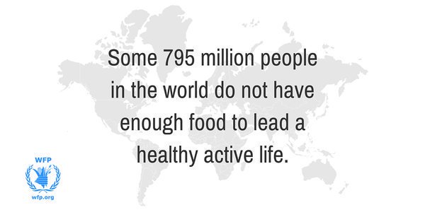 WFP's tweet photo. #Hunger Fact: Some 795 million people in the world do not have enough food to lead a healthy active life https://t.co/ufdixYKlT5