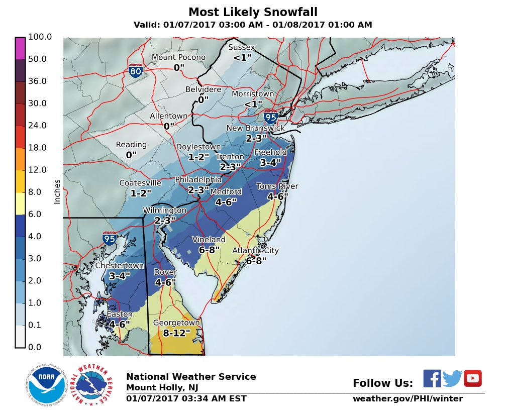 NWS Mount Holly on Twitter "Accumulating snow expected today for many