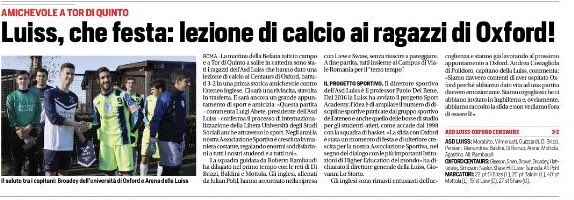 SportLUISS's tweet photo. Anche oggi sul @CorSport si parla di #LUISSOxford ⚽️ https://t.co/3sr2c0iXQy