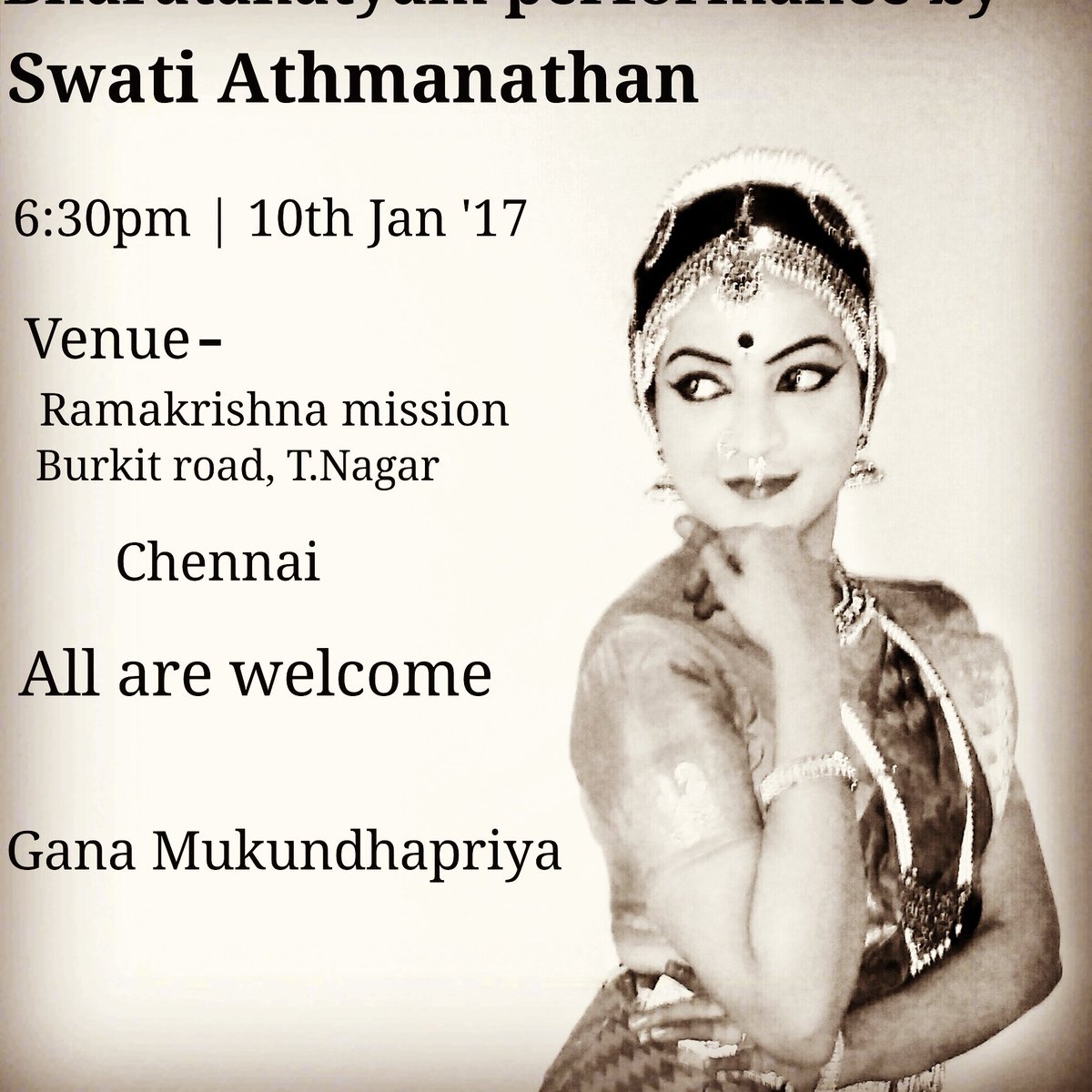 swtatm1's tweet photo. A warm invite to all for my performance.
Namaskaram https://t.co/GWf9CPkwGj