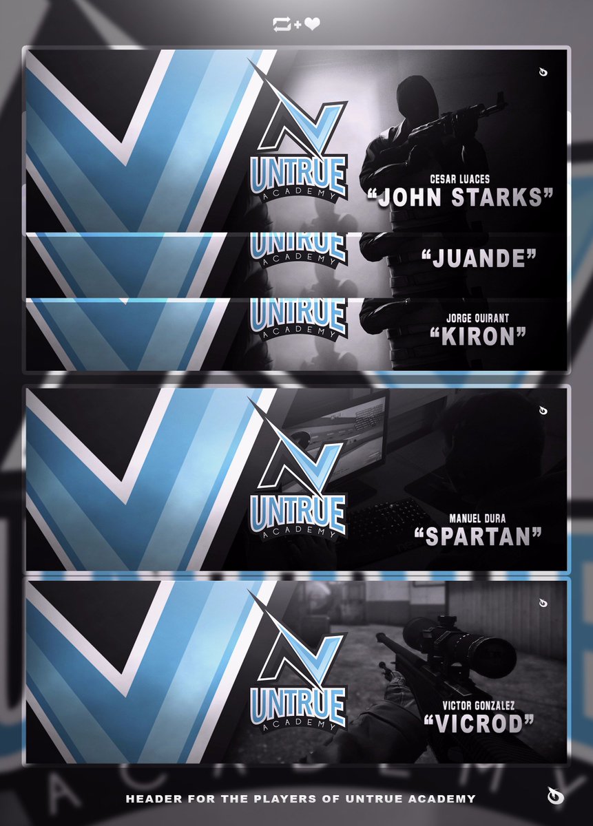 🔵👉Presentación de los headers para el equipo de <a href="/uNtrueSports/">uNtrue eSports</a> #Academy 👈🔵
behance.net/DekMario