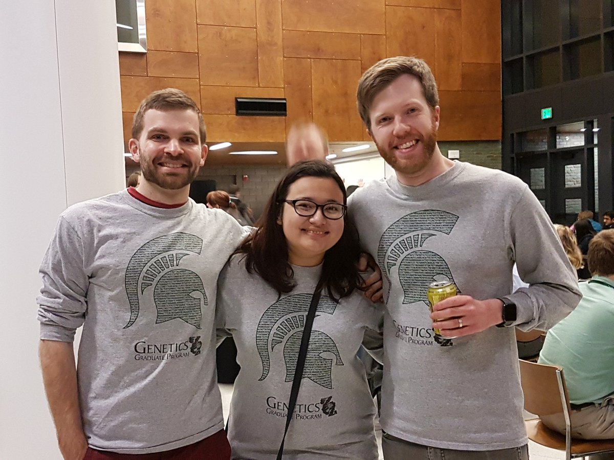 msugenetics's tweet photo. Sporting our fantastic new t-shirts at last night's recruiting events. @saf6 @ryjimcorb @MSU_NatSci #getyourcodon https://t.co/hQUmmirSbK