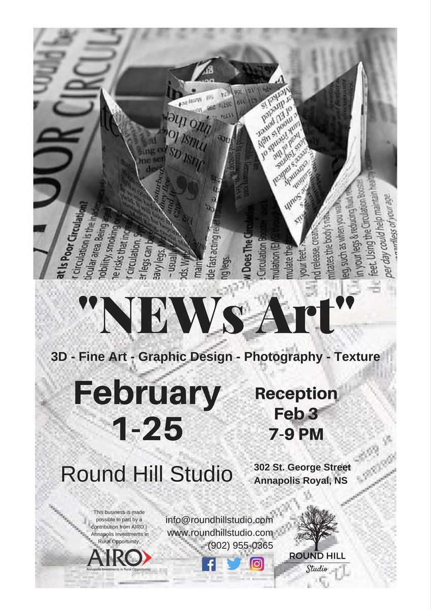 roundhillstudio's tweet image. We are getting excited about our next group show! #uniquemedium #newspaperart #novascotiaart #annapolisroyal #contemporaryart #shoplocal