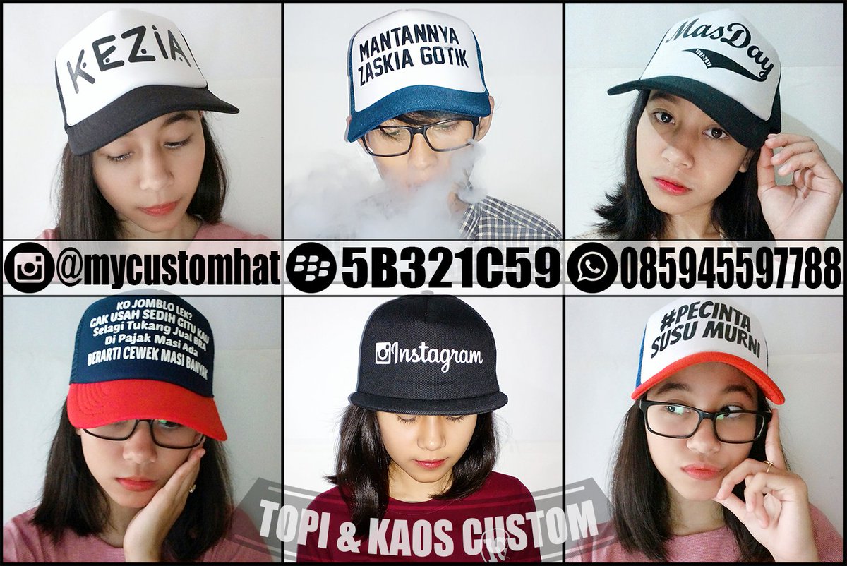 MyCustomHat's tweet image. READY STOCK! Topi &amp;amp; Kaos Custom dengan kata-kata sablon sesuai keinginan kamu.

PIN: 5B321C59