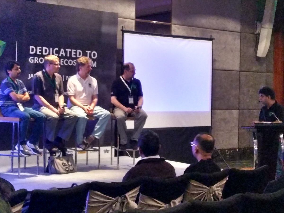 TOTHENEW's tweet photo. Signing off Day 1 with an interesting panel discussion on what's coming up in #Groovy and #grails ecosystem @GR8ConfIN #grailsfw #gr8conf https://t.co/GZMmzeycsL